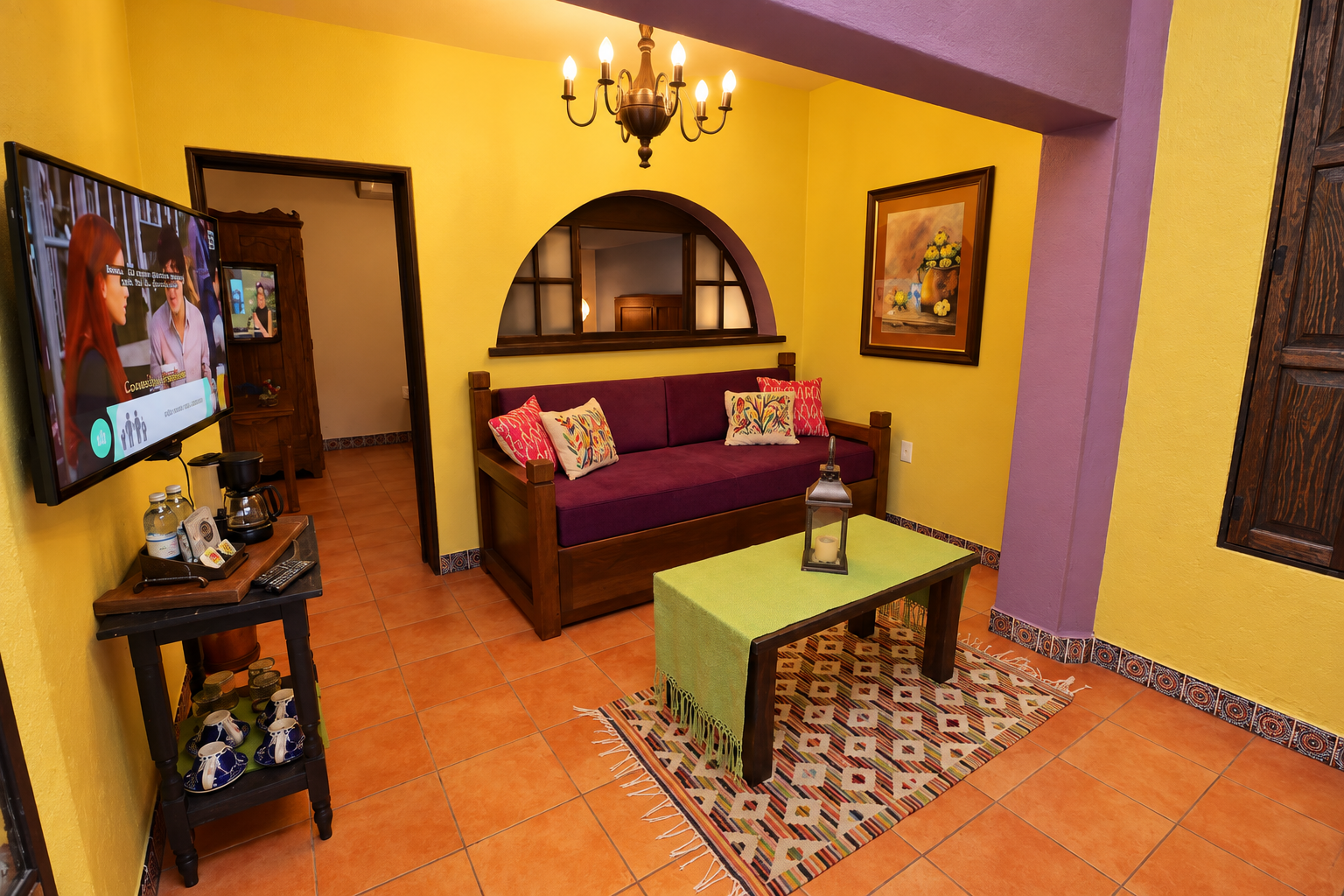 Junior Suite living area with colorful Mexican details